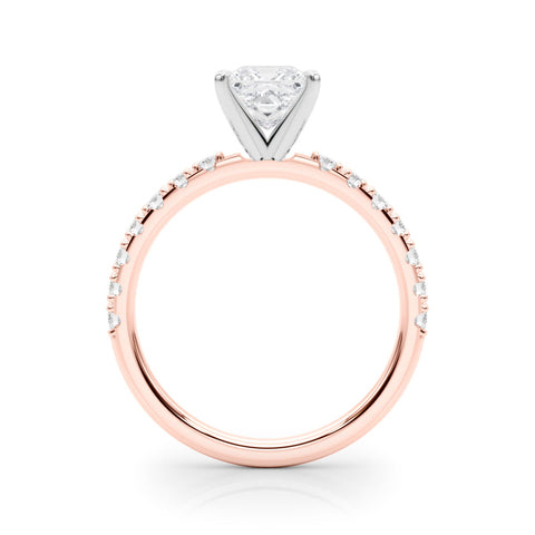 Rose gold Heart Solitaire Pavé Band with Four-Prong Setting