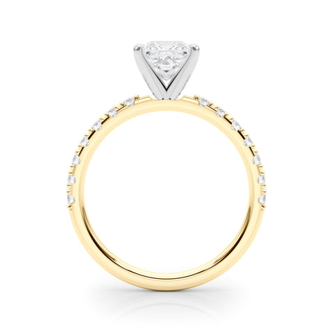 Yellow gold Heart Solitaire Pavé Band with Four-Prong Setting