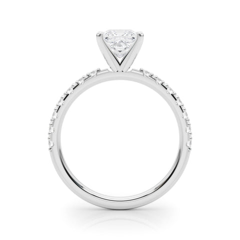 White gold Heart Solitaire Pavé Band with Four-Prong Setting