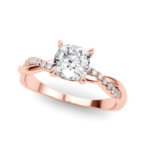 Rose gold Round Cut Diamond Twisted Band with Pavé Setting and Four-Prong Setting