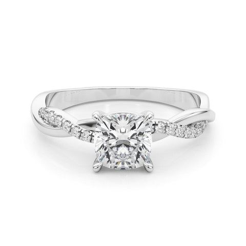 White gold Marquise Cut Diamond Twisted Band with Pavé Setting and Four-Prong Setting