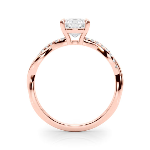 Rose gold Oval Cut Diamond Twisted Band with Pavé Setting and Four-Prong Setting