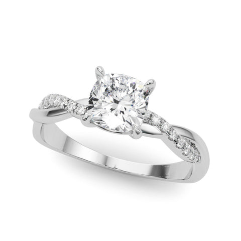 Platinum Marquise Cut Diamond Twisted Band with Pavé Setting and Four-Prong Setting