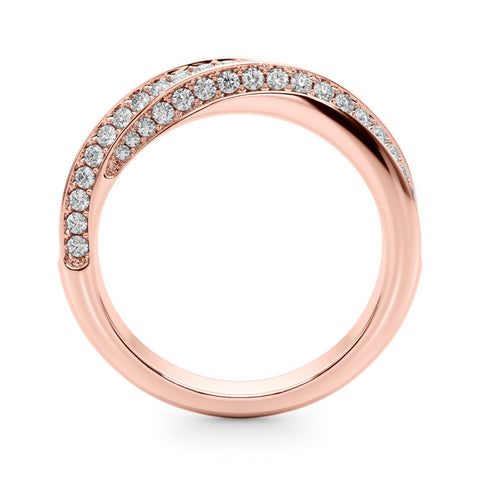 Rose gold Double Row Pavé Round Diamond Channel Set Band