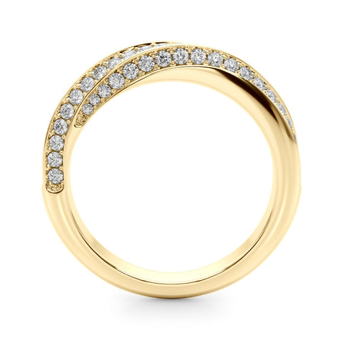 Yellow gold Double Row Pavé Round Diamond Channel Set Band