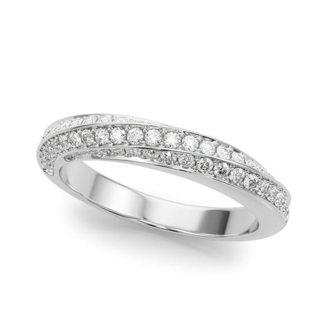 White gold Double Row Pavé Round Diamond Channel Set Band