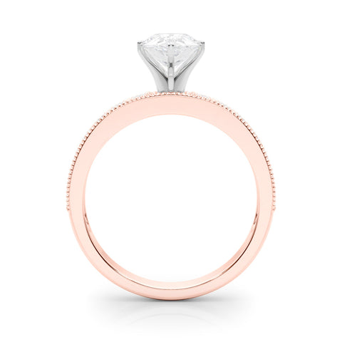 Rose gold Pear Milgrain Pave Diamond Engagement Ring with Four-Prong Setting