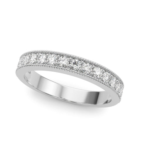 White gold Round Diamond Milgrain Pavé Eternity Band