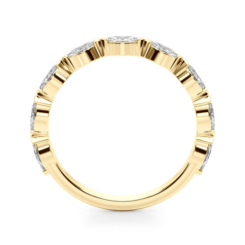 Yellow gold Marquise Diamond Eternity Band with Bezel Setting
