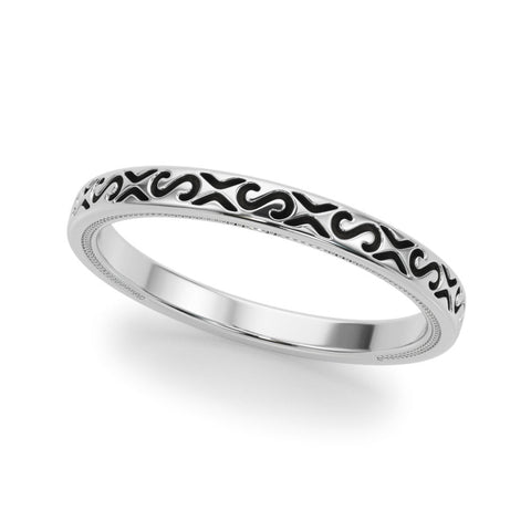 White gold Vintage Engraved Milgrain Band