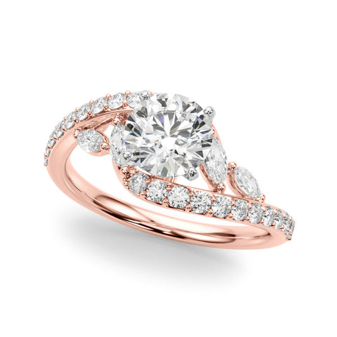 Rose gold Heart Solitaire with Pavé Twist Band and Four-Prong Setting