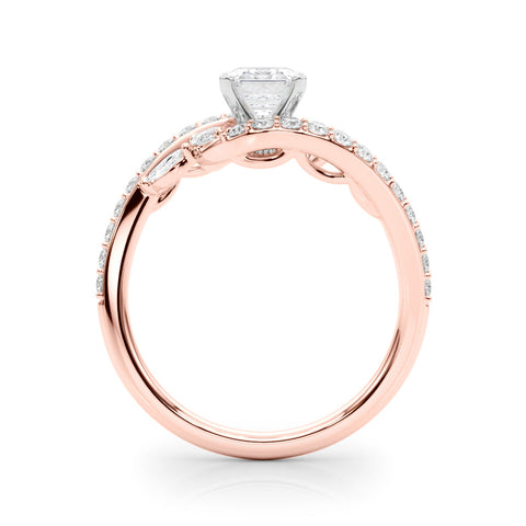 Rose gold Emerald Solitaire with Pavé Twist Band and Four-Prong Setting