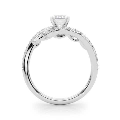 White gold Radiant Solitaire with Pavé Twist Band and Four-Prong Setting