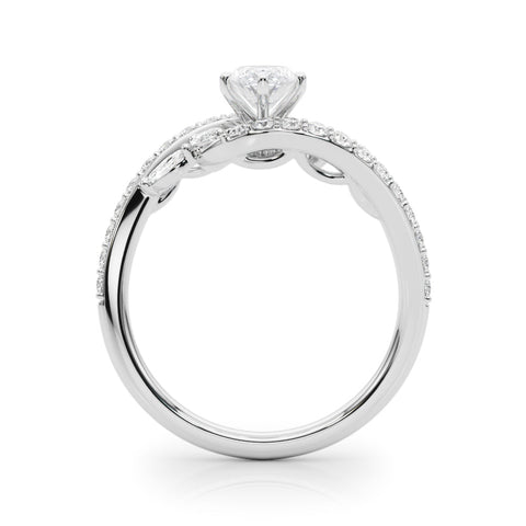 White gold Marquise Solitaire with Pavé Twist Band and Four-Prong Setting