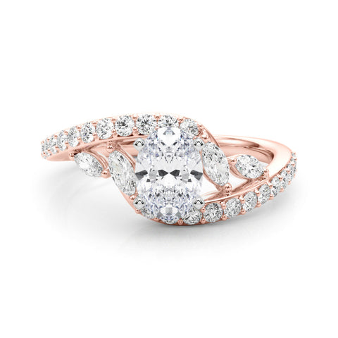 Rose gold Oval Solitaire with Pavé Twist Band and Four-Prong Setting