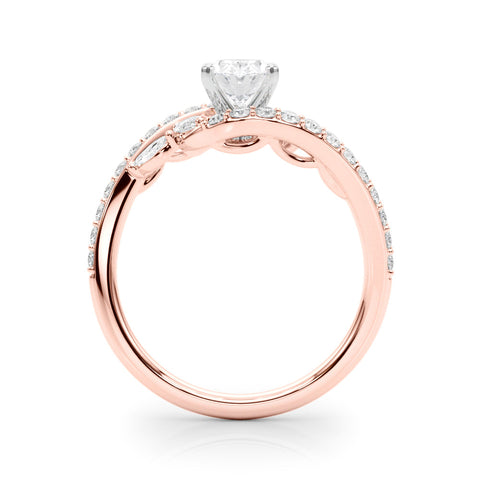 Rose gold Oval Solitaire with Pavé Twist Band and Four-Prong Setting
