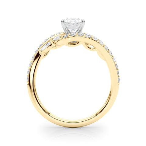 Yellow gold Oval Solitaire with Pavé Twist Band and Four-Prong Setting