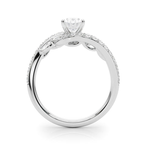 White gold Oval Solitaire with Pavé Twist Band and Four-Prong Setting