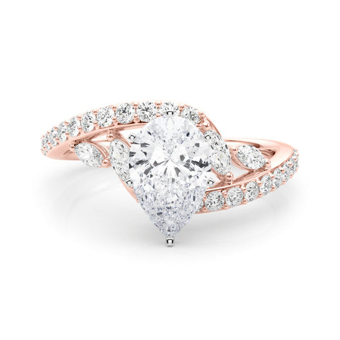 Rose gold Pear Solitaire with Pavé Twist Band and Four-Prong Setting