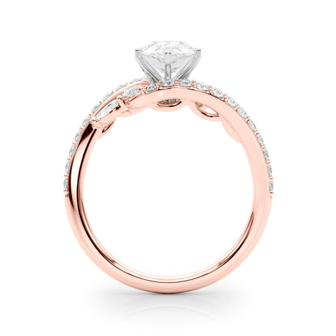 Rose gold Pear Solitaire with Pavé Twist Band and Four-Prong Setting