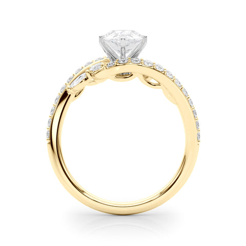 Yellow gold Pear Solitaire with Pavé Twist Band and Four-Prong Setting