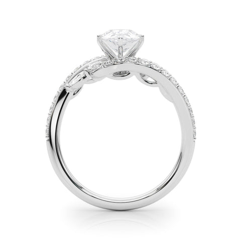 White gold Pear Solitaire with Pavé Twist Band and Four-Prong Setting