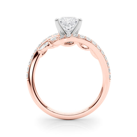 Rose gold Princess Solitaire with Pavé Twist Band and Four-Prong Setting