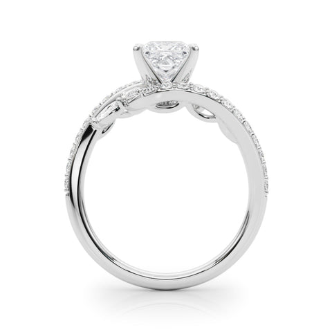 White gold Princess Solitaire with Pavé Twist Band and Four-Prong Setting