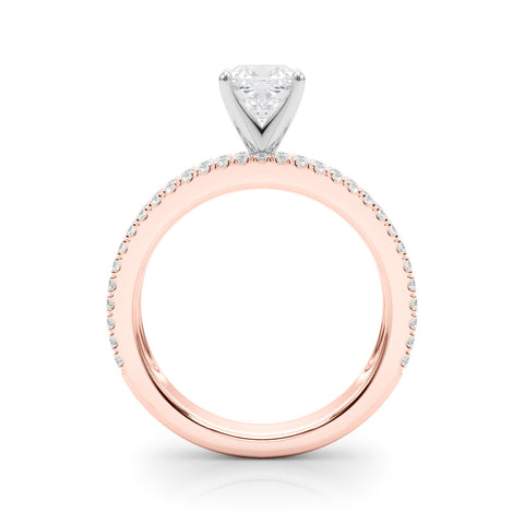 Rose gold Cushion Solitaire Diamond with Pave and Channel Set Band