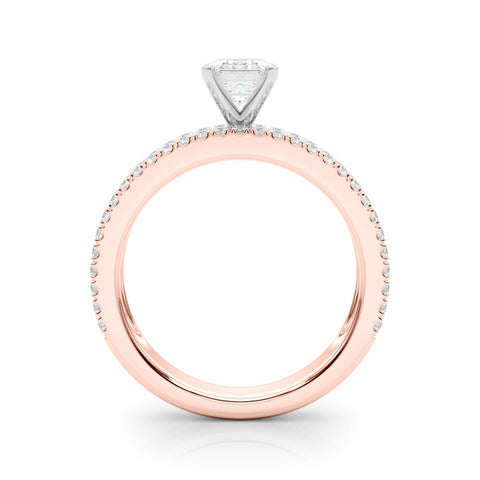 Rose gold Radiant Solitaire Diamond with Pave and Channel Set Band