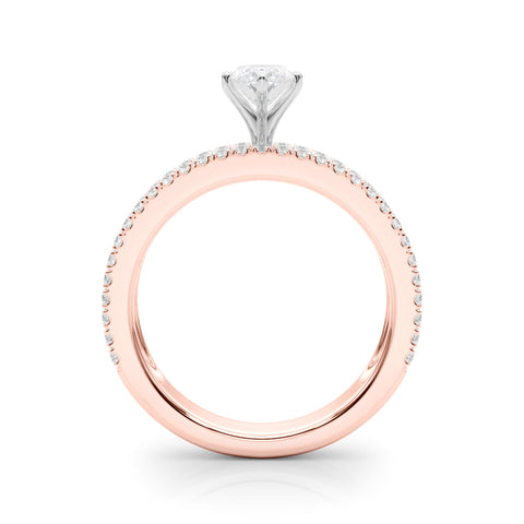Rose gold Marquise Solitaire Diamond with Pave and Channel Set Band