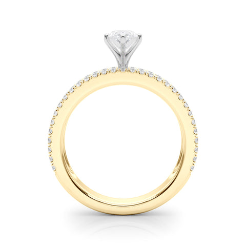 Yellow gold Marquise Solitaire Diamond with Pave and Channel Set Band