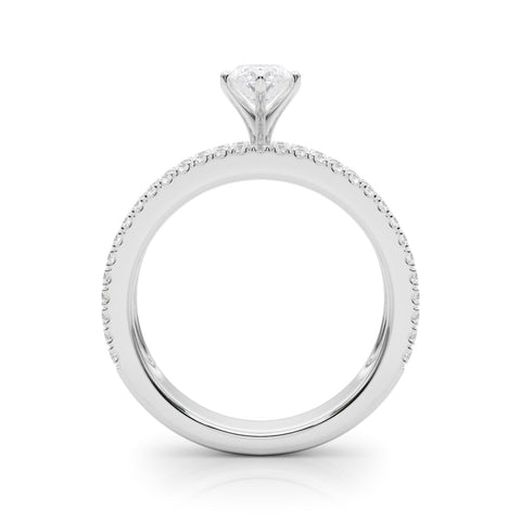 White gold Marquise Solitaire Diamond with Pave and Channel Set Band