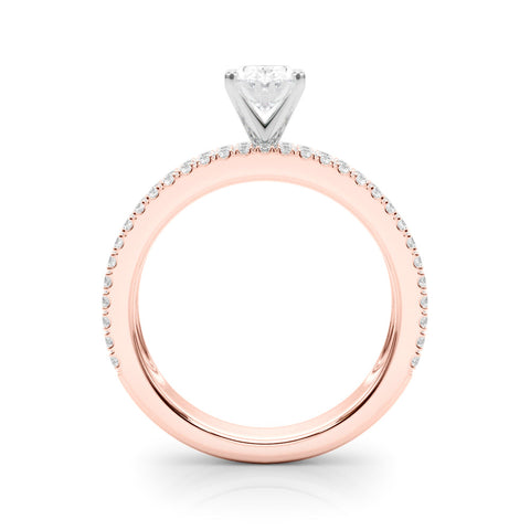 Rose gold Oval Solitaire Diamond with Pave and Channel Set Band