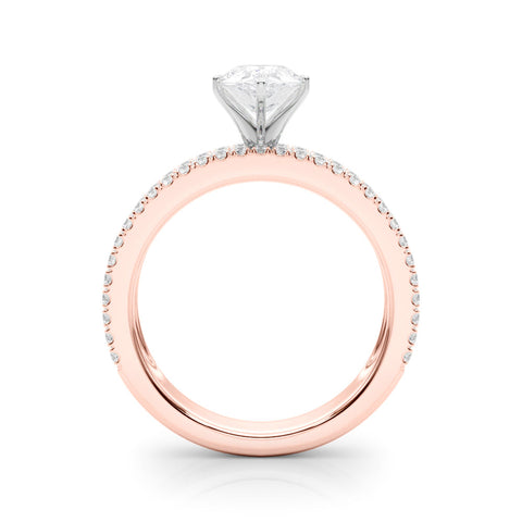 Rose gold Pear Solitaire Diamond with Pave and Channel Set Band