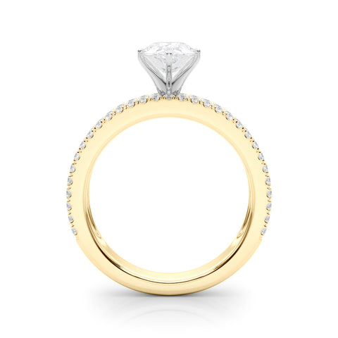 Yellow gold Pear Solitaire Diamond with Pave and Channel Set Band