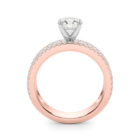 Rose gold Round Solitaire Diamond with Pave and Channel Set Band
