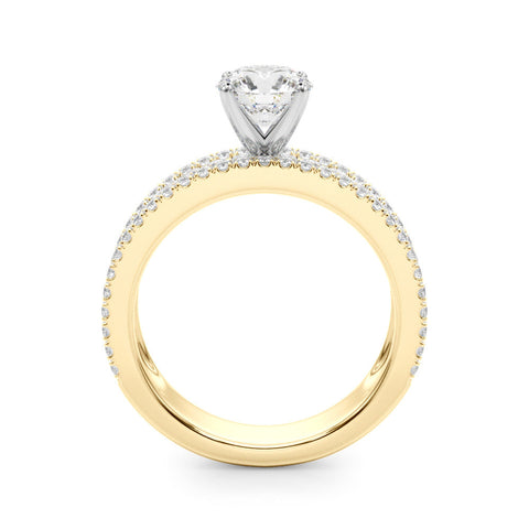 Yellow gold Round Solitaire Diamond with Pave and Channel Set Band