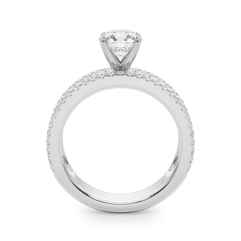 White gold Round Solitaire Diamond with Pave and Channel Set Band