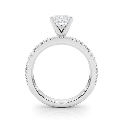 White gold Princess Solitaire Diamond with Pave and Channel Set Band
