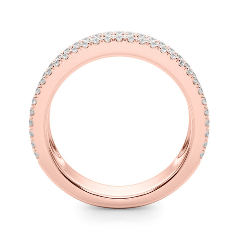 Rose gold Pave Round and Baguette Diamond Eternity Band with Channel and Prong Setting