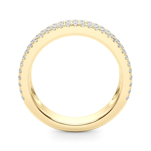 Yellow gold Pave Round and Baguette Diamond Eternity Band with Channel and Prong Setting