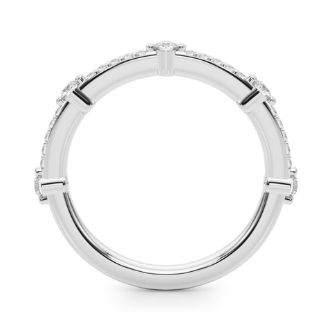 White gold Round Diamond Pavé Eternity Band with Prong Setting