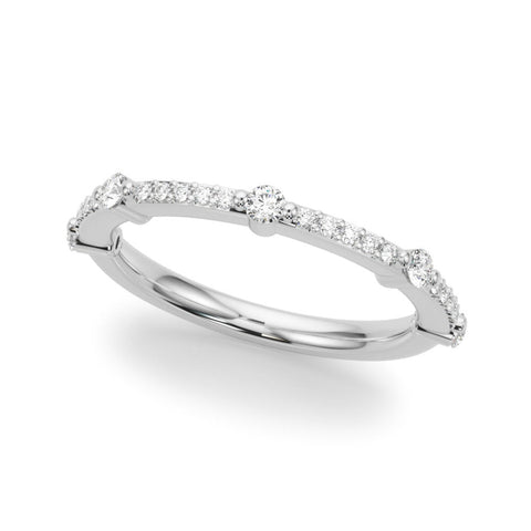 White gold Round Diamond Pavé Eternity Band with Prong Setting