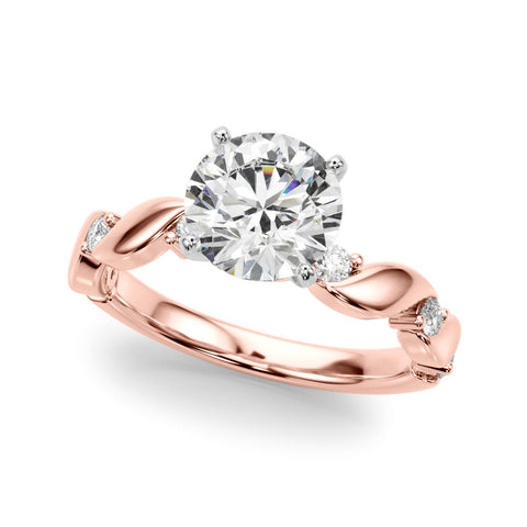 Rose gold Heart Solitaire Twisted Band with Prong Setting