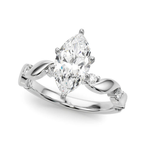 White gold Marquise Solitaire Twisted Band with Prong Setting