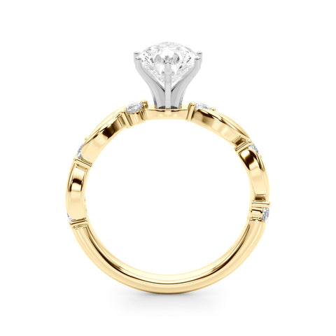 Yellow gold Pear Solitaire Twisted Band with Prong Setting