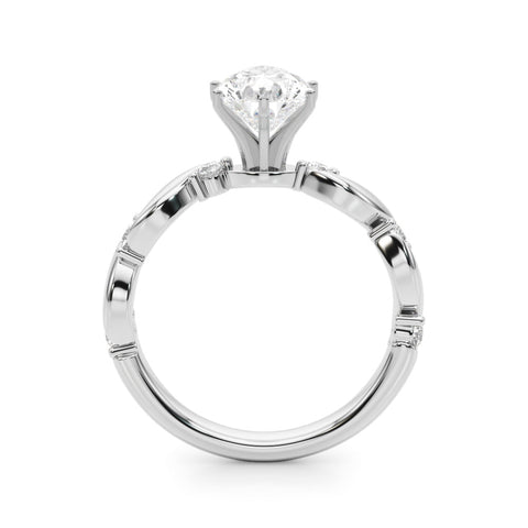 Silver Pear Solitaire Twisted Band with Prong Setting
