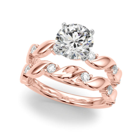 Rose gold Heart Solitaire Twisted Band with Prong Setting