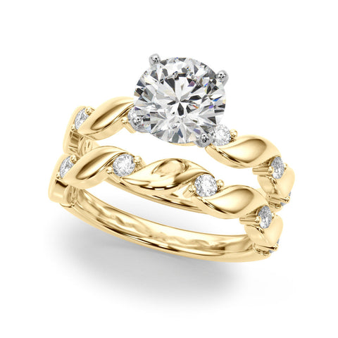 Yellow gold Oval Solitaire Twisted Band with Prong Setting